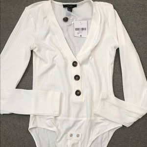 NWT white button bodysuit